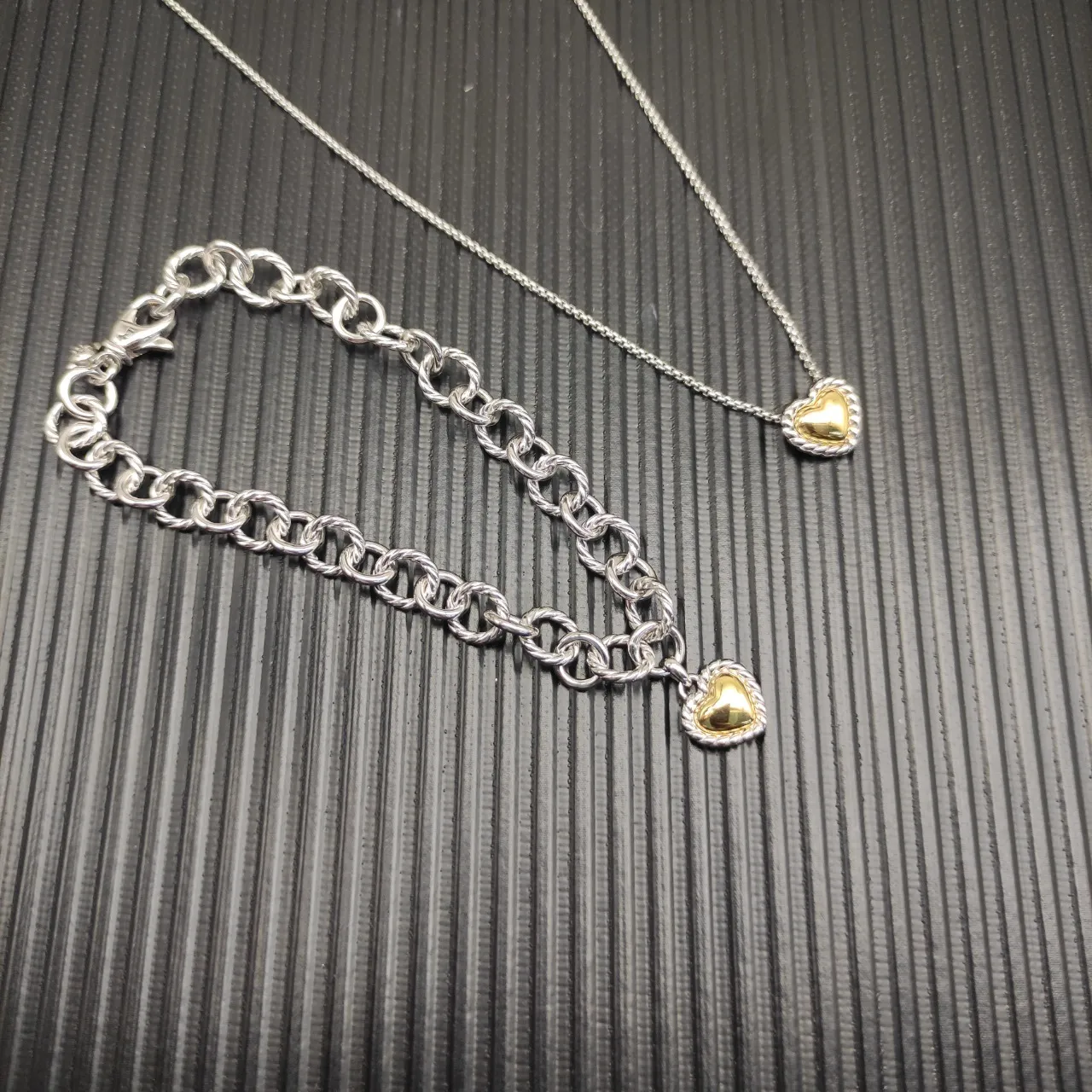 David Yurman Cable Classics Twisted Link Heart Charm Bracelet 7