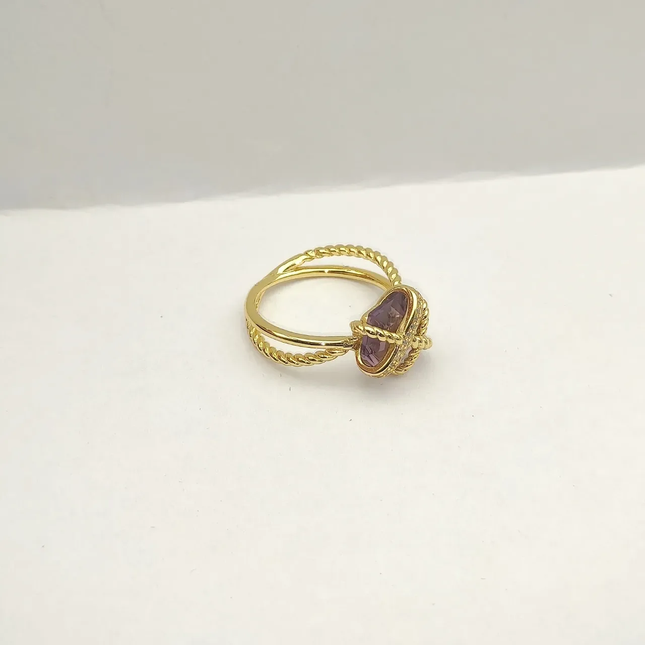 David Yurman Cable Knot Heart Amethyst Ring 7