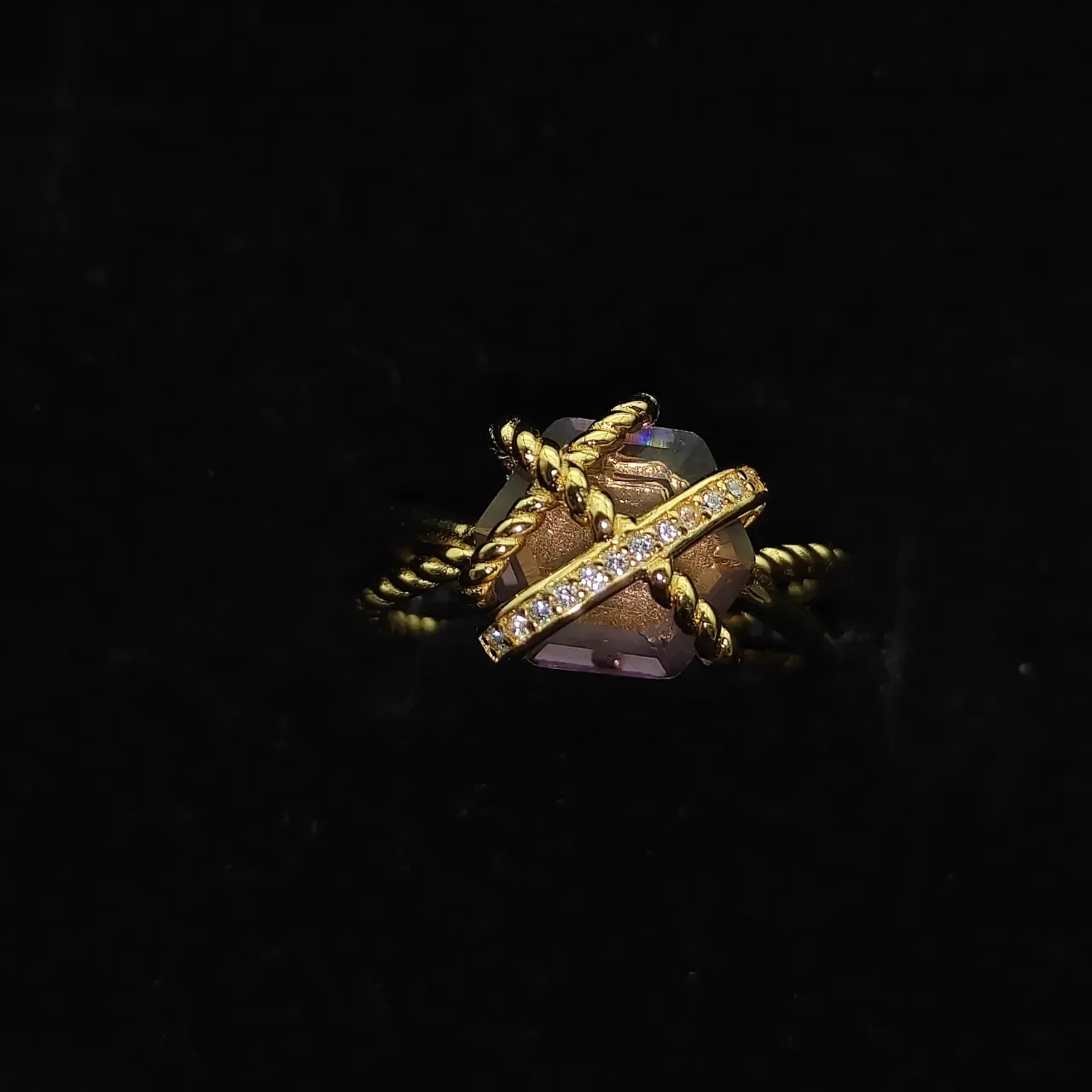 David Yurman Cable Knot Heart Amethyst Ring 8
