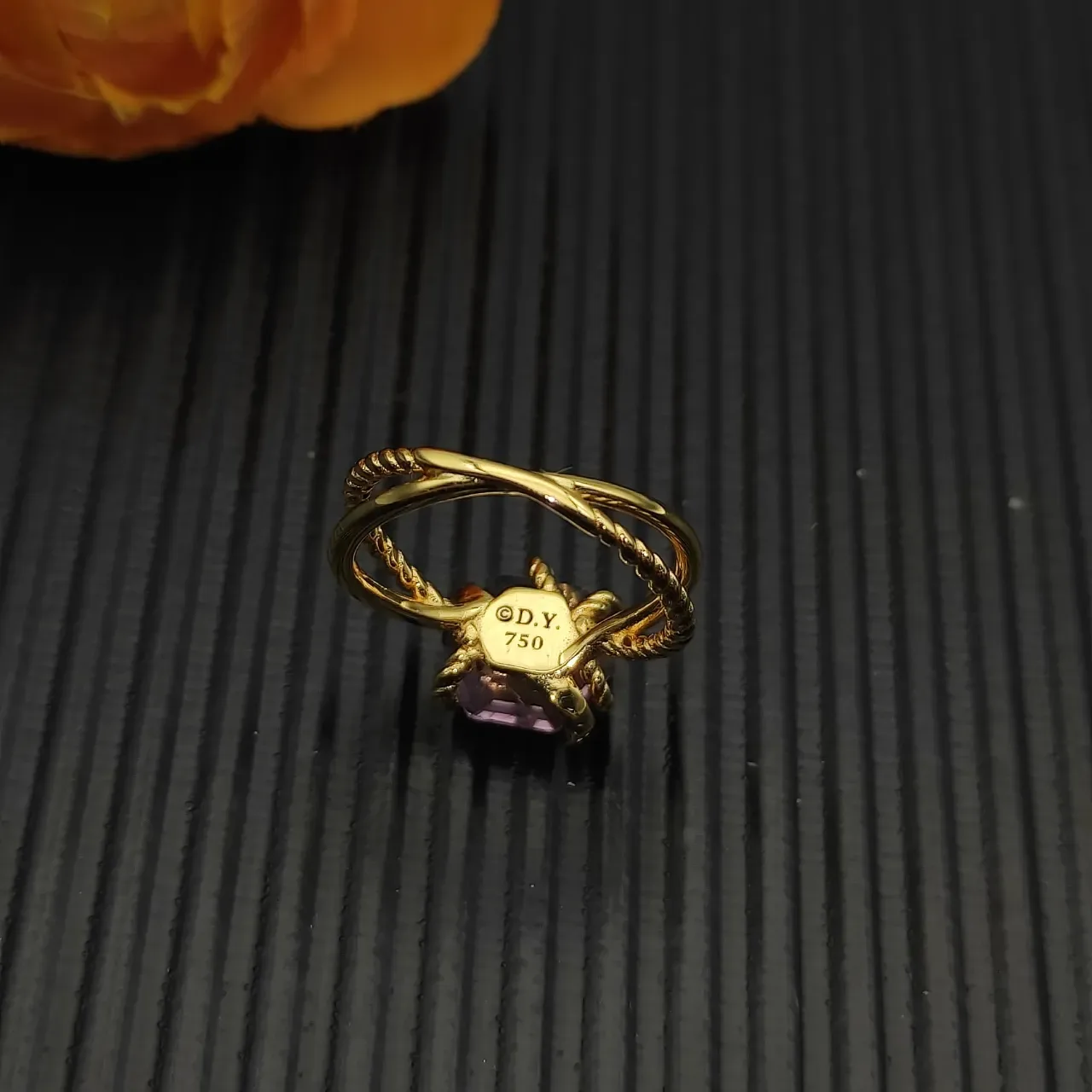 David Yurman Cable Knot Heart Amethyst Ring 9