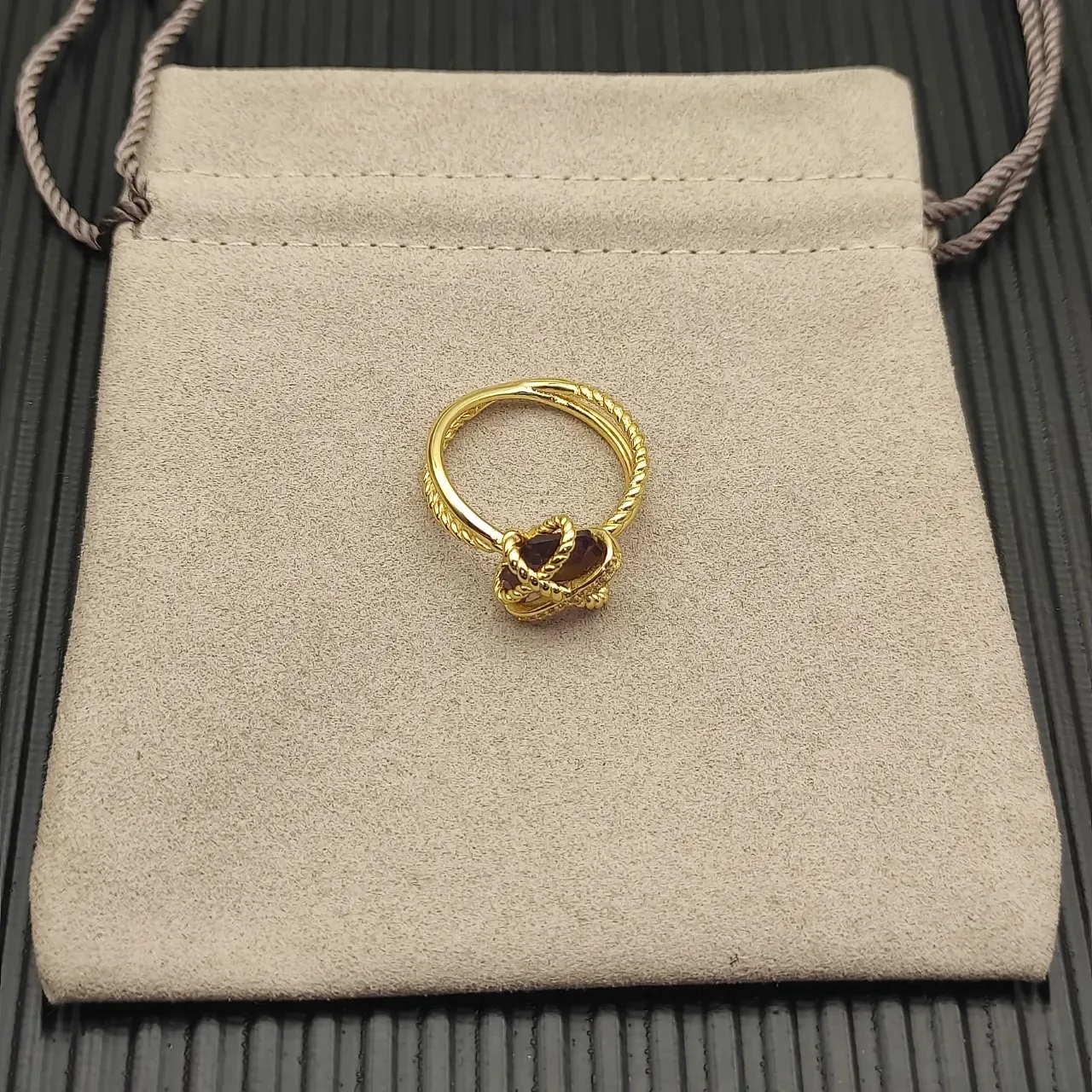 David Yurman Cable Knot Heart Amethyst Ring 10