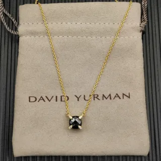 David Yurman Collier en Or avec Chaîne Noire et Pierres Facetées