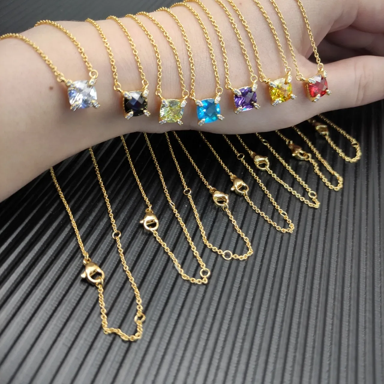 David Yurman Gold Black Chain Faceted Stone Necklace 2