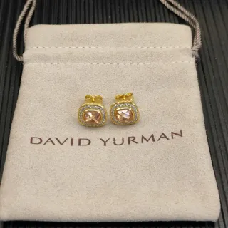 David Yurman সোনালী টোন পীচ স্টোন প্যাভে হ্যালো স্টাড কানের দুল