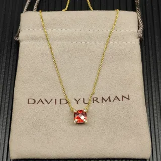David Yurman Chaîne Or Rouge Gemme Coupe Carrée Collier
