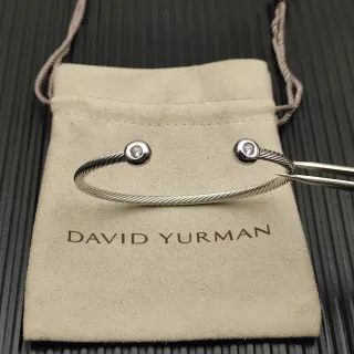 David Yurman Pulsera Cable Trenzado Plateado Transparente Capsulas Esféricas