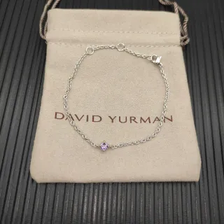 David Yurman سوار سلسلة فضية بحجر بنفسجي facet واحد