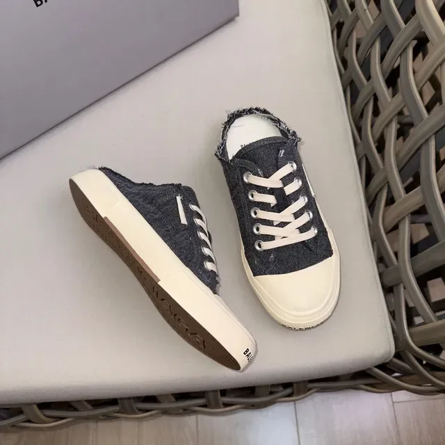 Denim Upper Lace-Up Mule Sneaker 4