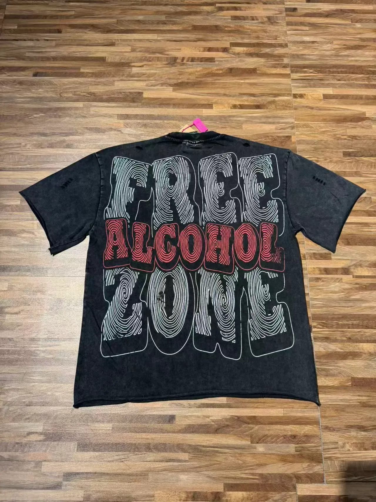 Distressed Black Oversized Graphic Print T-Shirt 5
