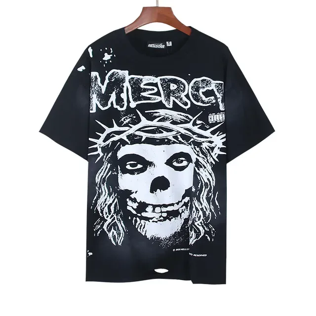 Distressed Oversized Graphic Print Black T-Shirt 5