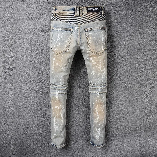 بناطيل جينز Slim-Fit Distressed بتأثير رذاذ الطلاء 2