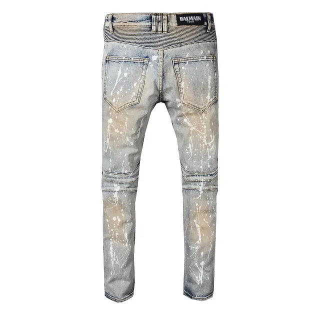 بناطيل جينز Slim-Fit Distressed بتأثير رذاذ الطلاء 5