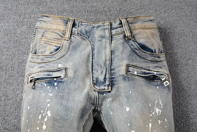 بناطيل جينز Slim-Fit Distressed بتأثير رذاذ الطلاء 15