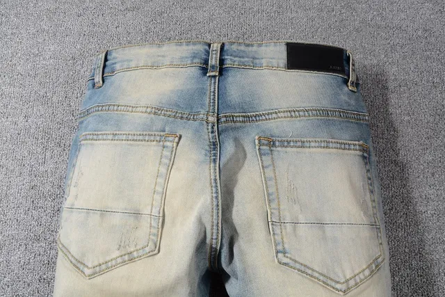 Distressed Slim-Fit Light-Wash Blue Jeans 5