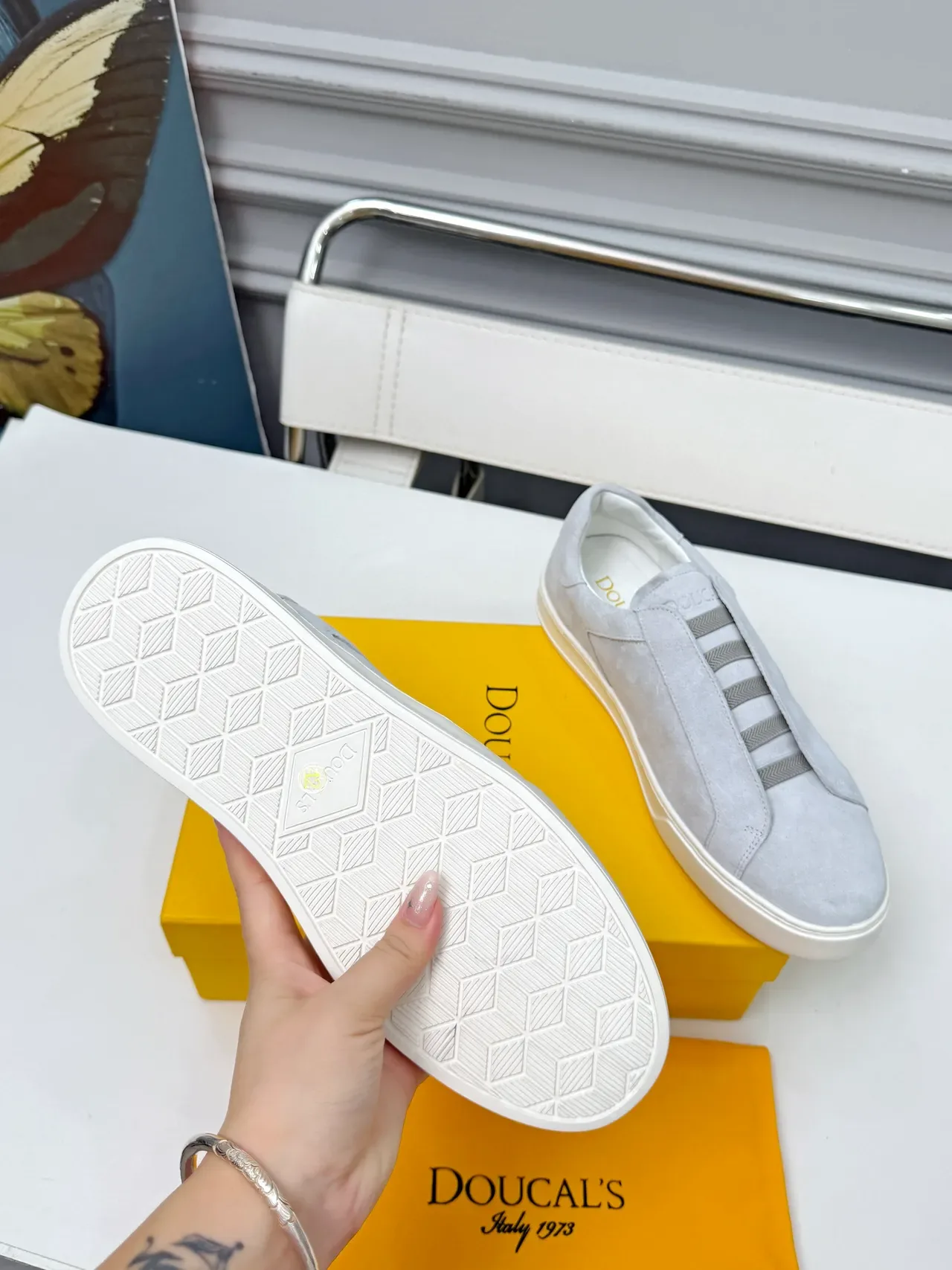 Doucal's Gray Suede Slip-On Lifestyle Sneakers 2