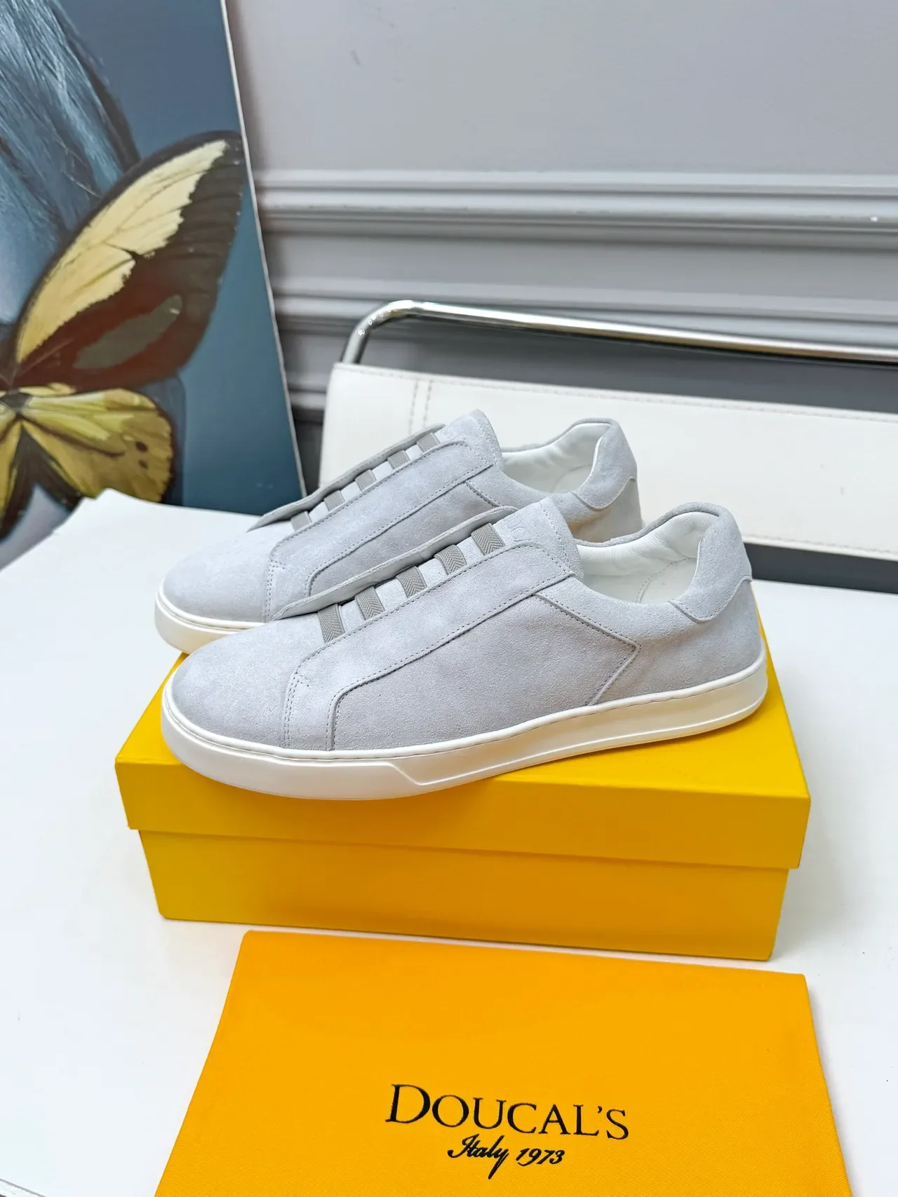 Doucal's Gray Suede Slip-On Lifestyle Sneakers 4