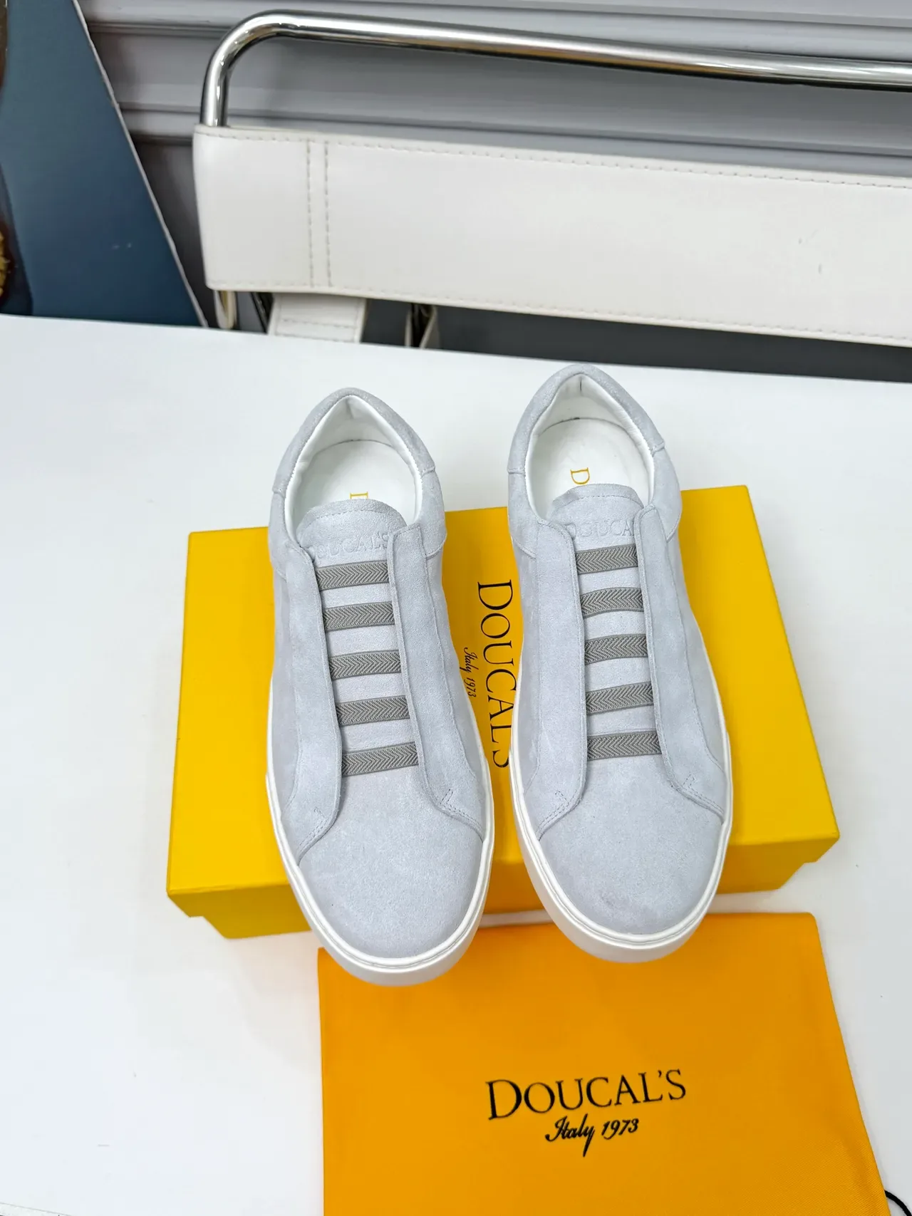Doucal's Gray Suede Slip-On Lifestyle Sneakers 5