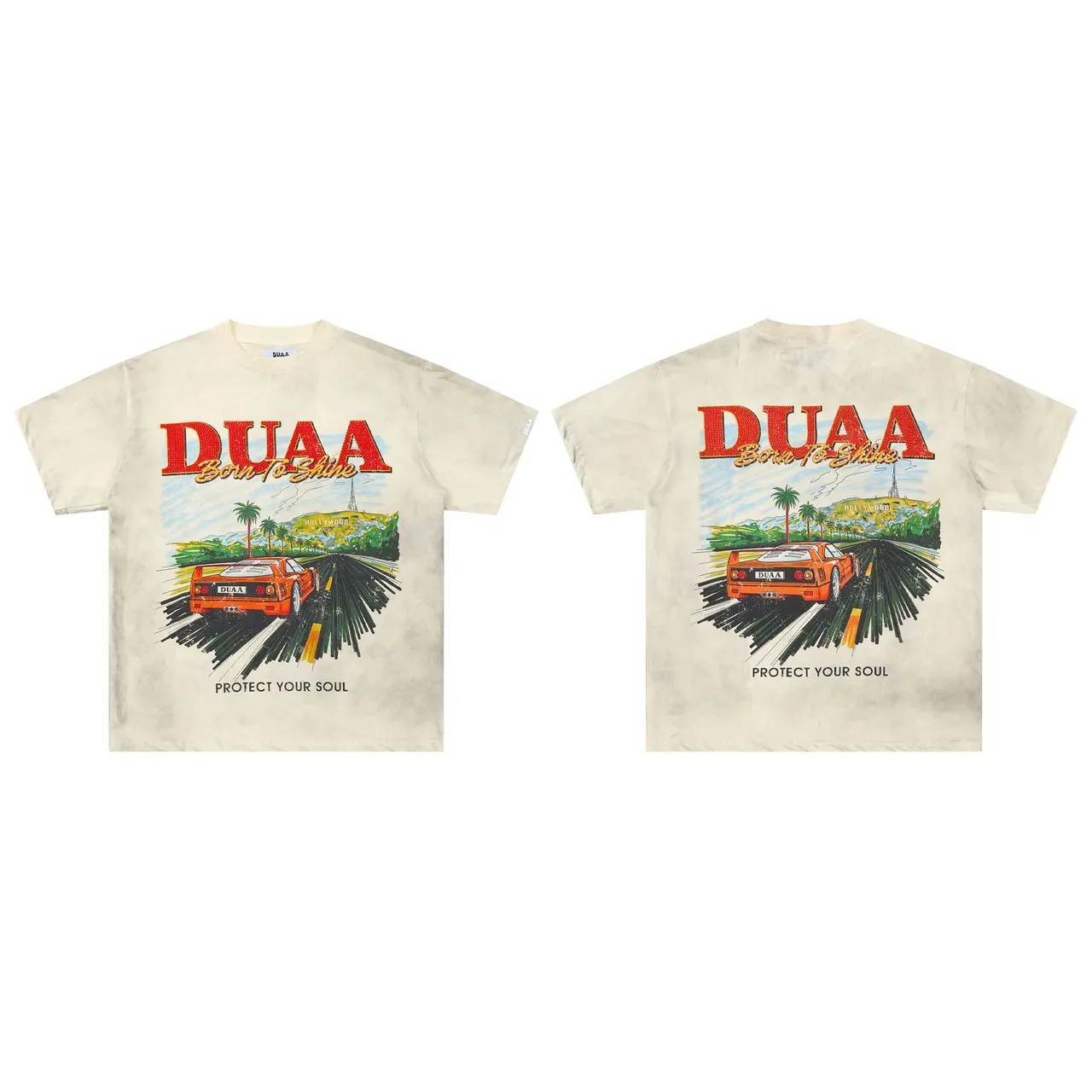 DUAA Born To Shine Graphic Print Off-White T-Shirt 2