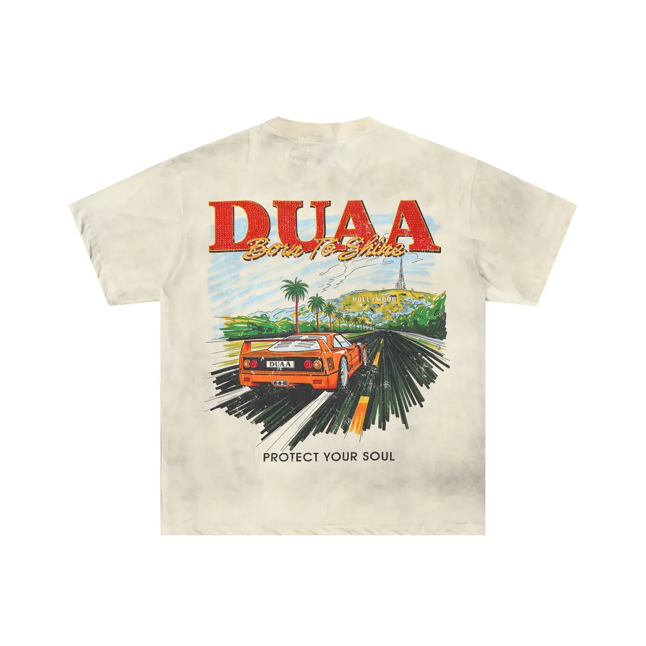 DUAA Born To Shine Graphic Print Off-White T-Shirt 3