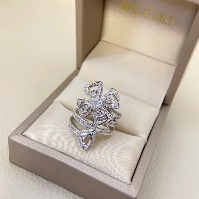 Floral Openwork Pave Crystal Wrap Rings 4