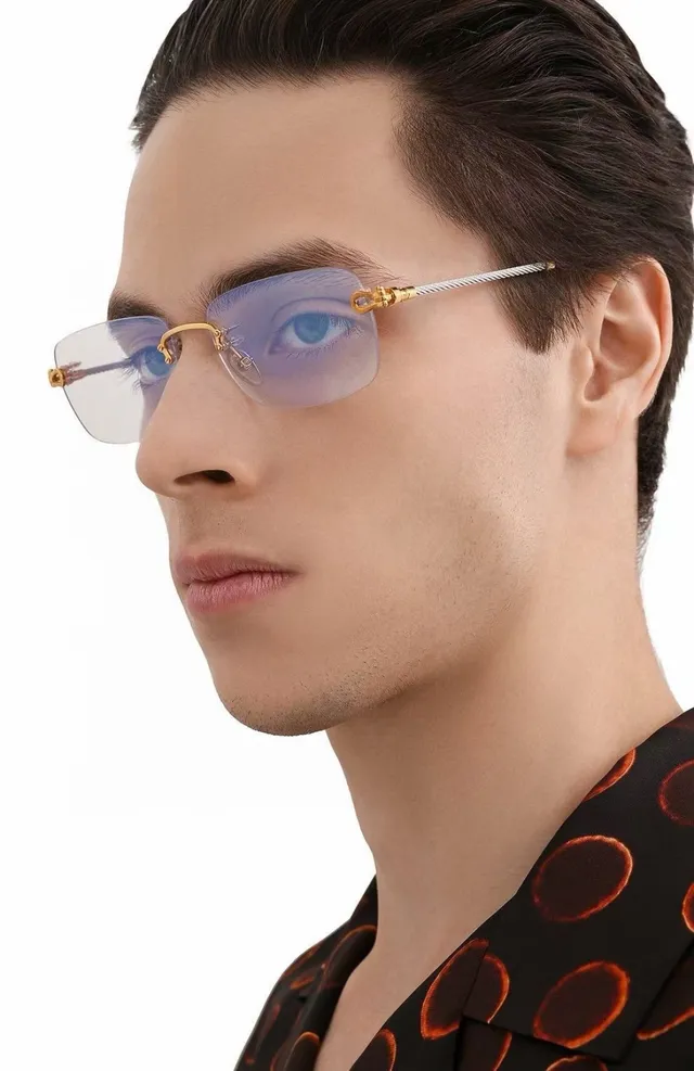 Fred Gold أسود بدون إطار أذرع سلك ملتوية نظارات بصرية 6