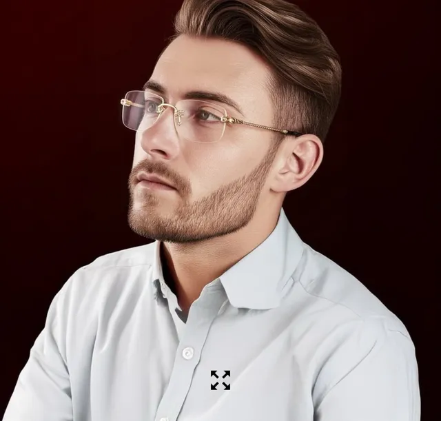 Fred Gold أسود بدون إطار أذرع سلك ملتوية نظارات بصرية 8