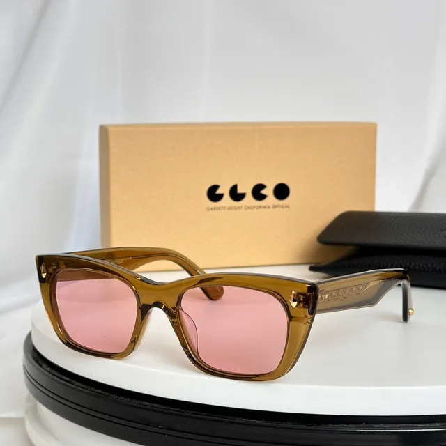 Garrett Leight Angular Cat-Eye Translucent Peach Sunglasses 8
