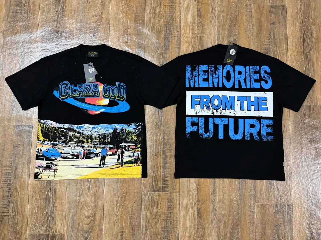 GLAZA GOD Graphic Print Oversized Black T-Shirt 4