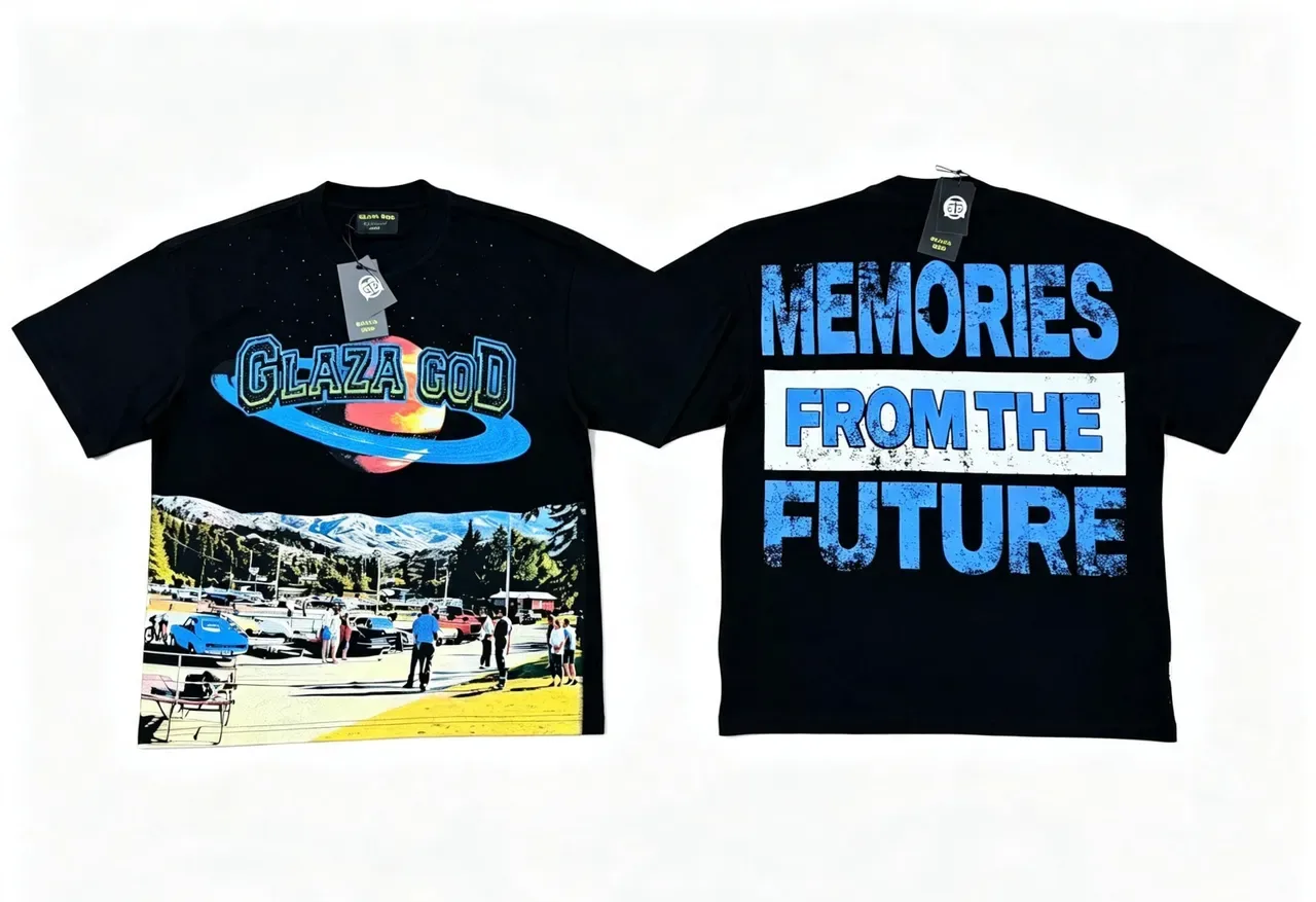GLAZA GOD Graphic Print Oversized Black T-Shirt 7