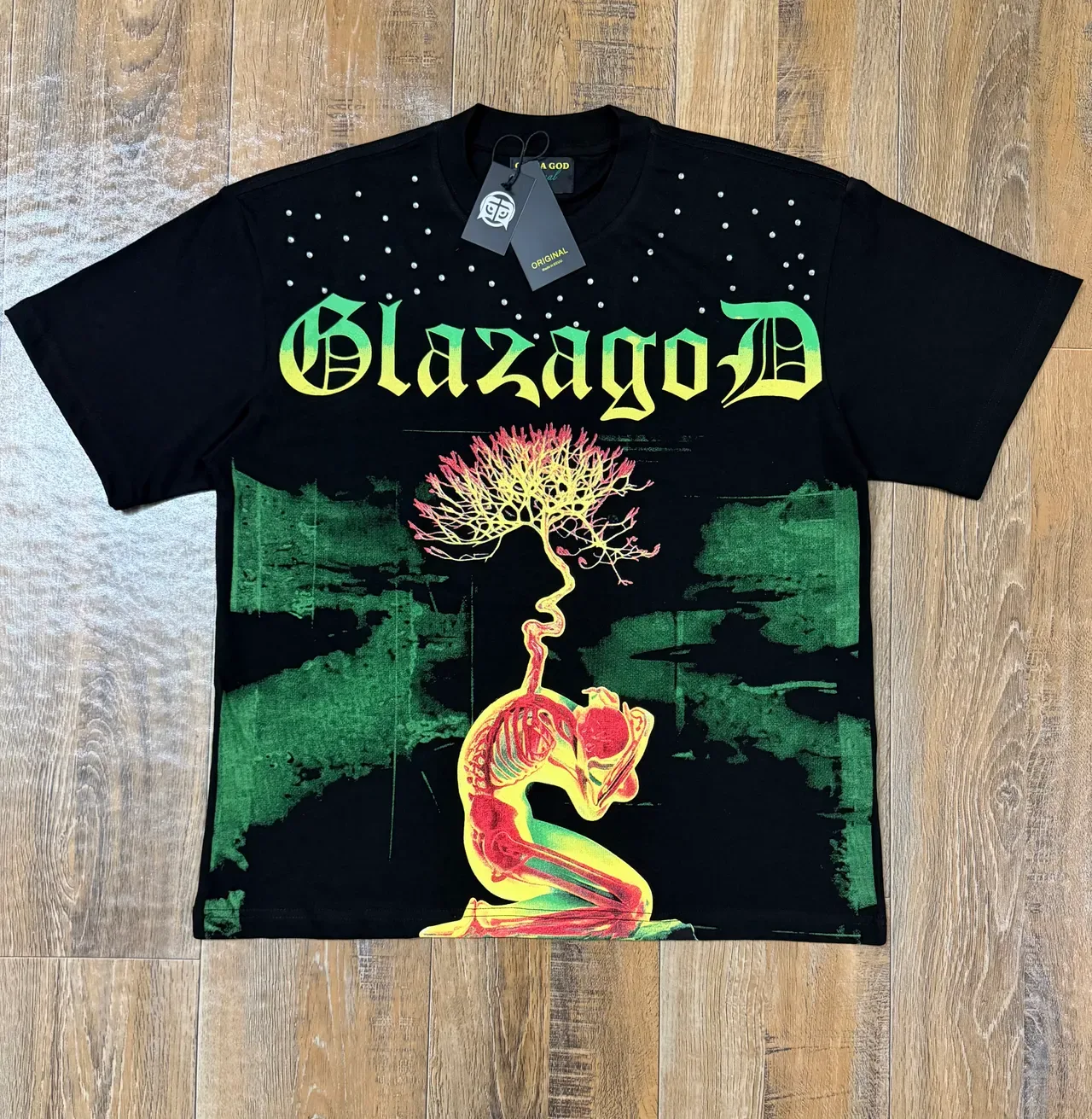 GlazagoD Graphic-Print Gradient Typography Anatomical Art T-Shirt 3