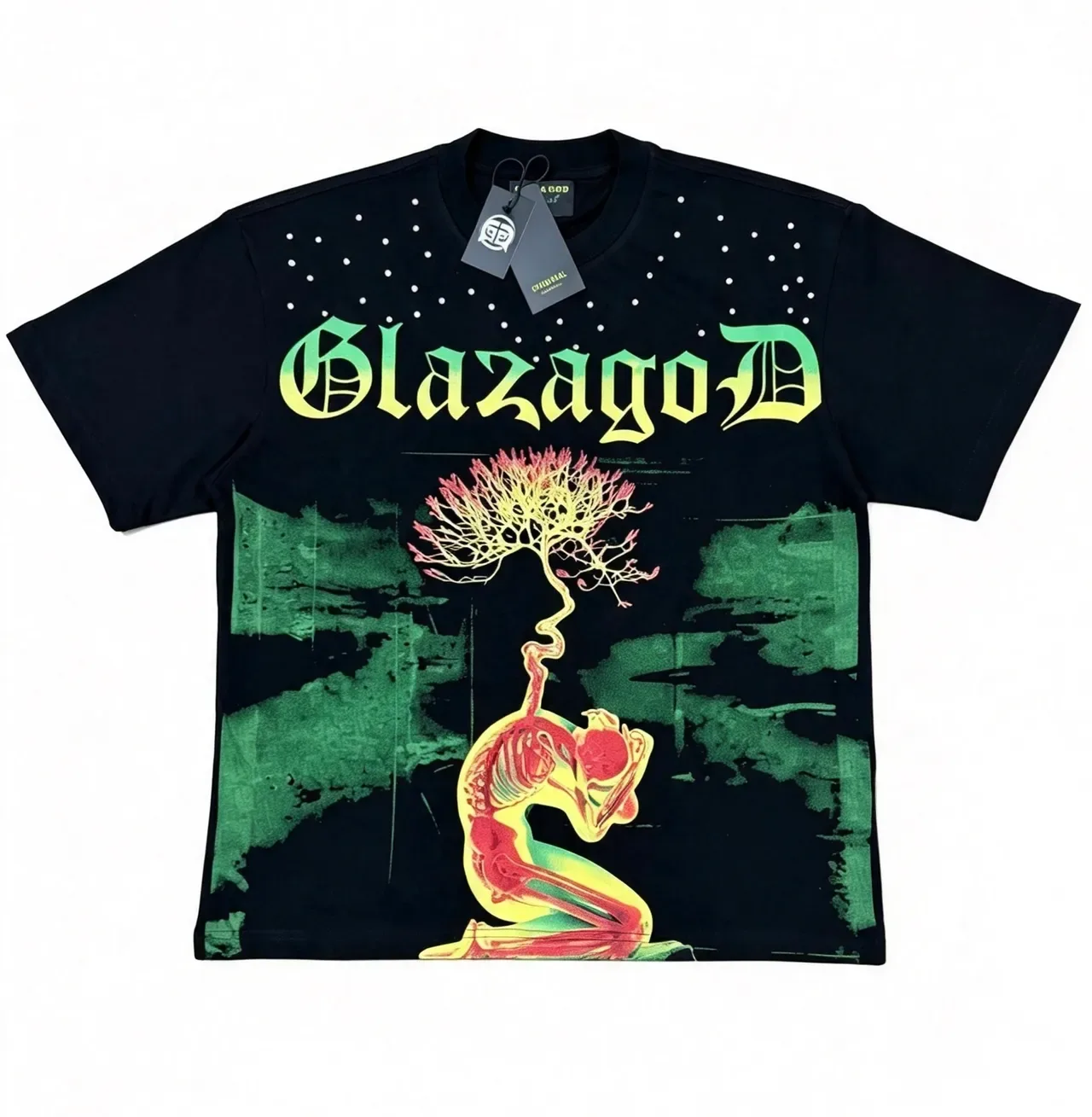 GlazagoD Graphic-Print Gradient Typography Anatomical Art T-Shirt 6