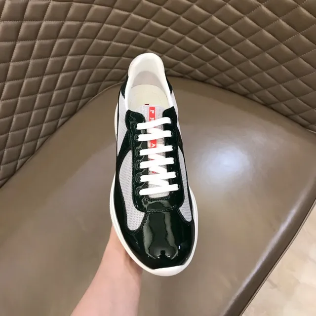 Glossy Black and White Mesh Patent Lifestyle Sneaker 4