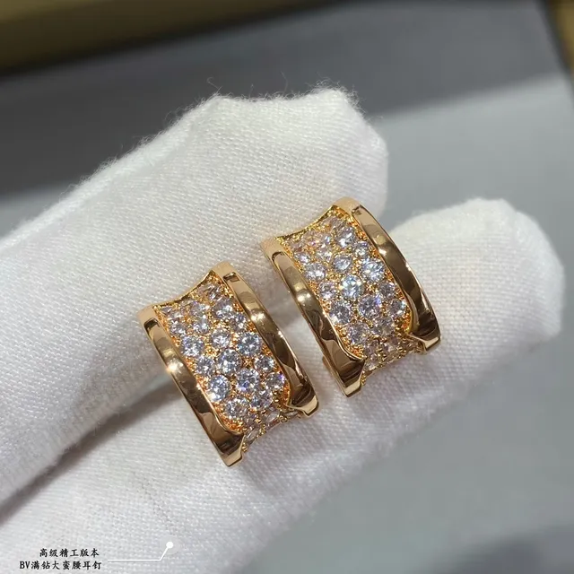 Gold and Silver Pavé-Set Hinged Hoop Earrings 4