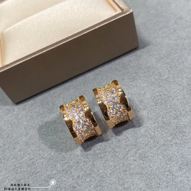 Gold and Silver Pavé-Set Hinged Hoop Earrings 8