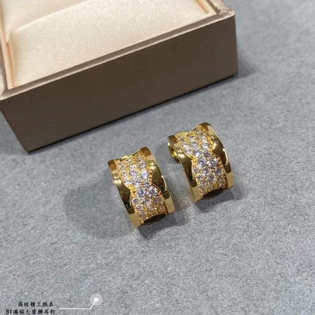 Gold and Silver Pavé-Set Hinged Hoop Earrings 9