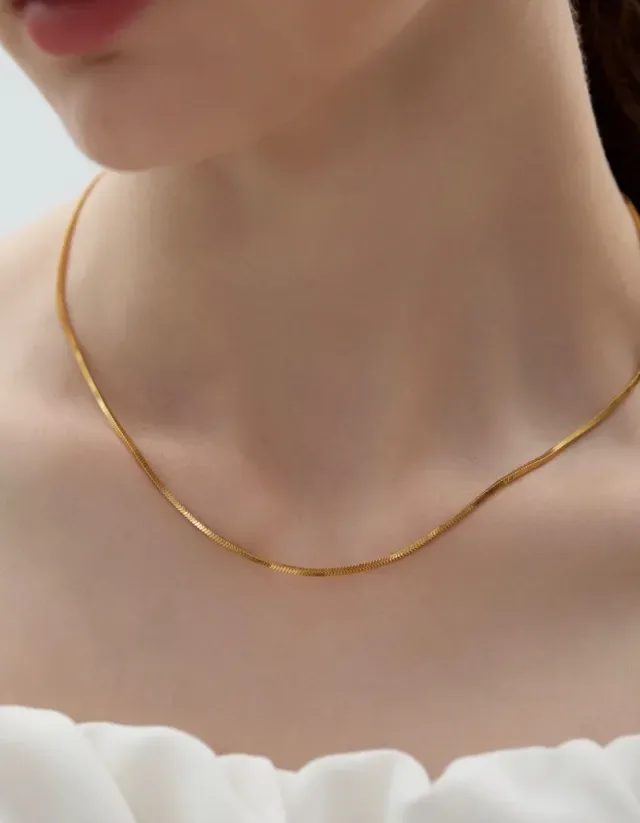 Gold and Silver Snake Chain Layered Necklaces 9