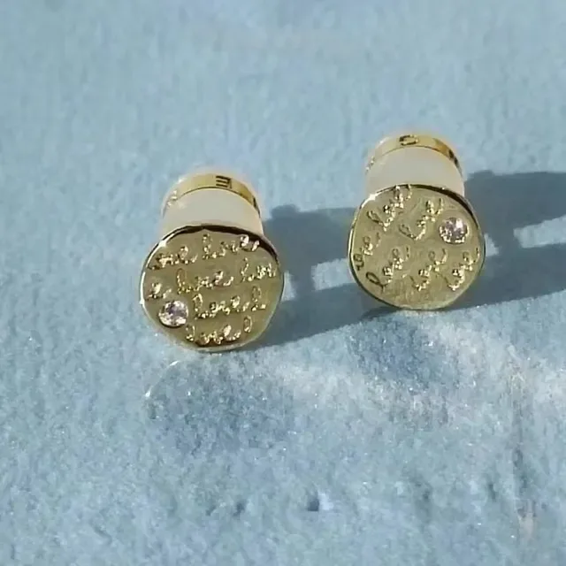 Bijoux disque circulaire doré beige 3