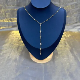Chaîne Bleu Or Y-Drop Lariat Collier