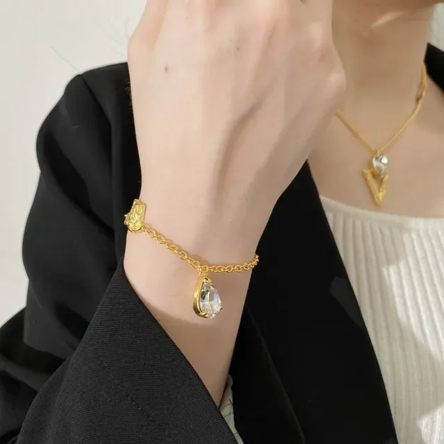 Gold Red Chain Lion Head Charms Bracelet 3