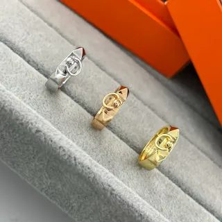 金银几何带抛光金属戒指