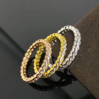 स्वर्ण चांदी Pavé-Set Eternity-Style अंगूठी