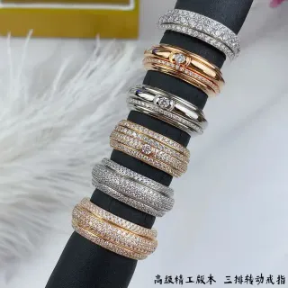 সোনা চাঁদা Pavé সেট সলিটেয়ার এক্সেন্ট রিং