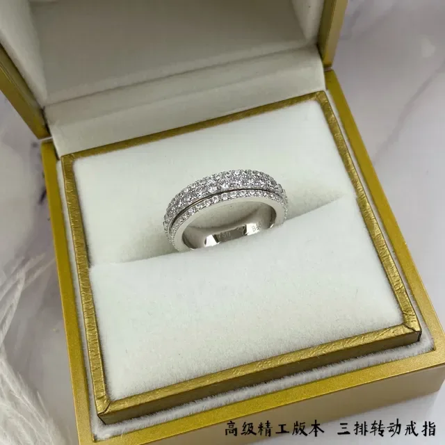 Gold Silver Pavé-Set Solitaire Accent Ring 4