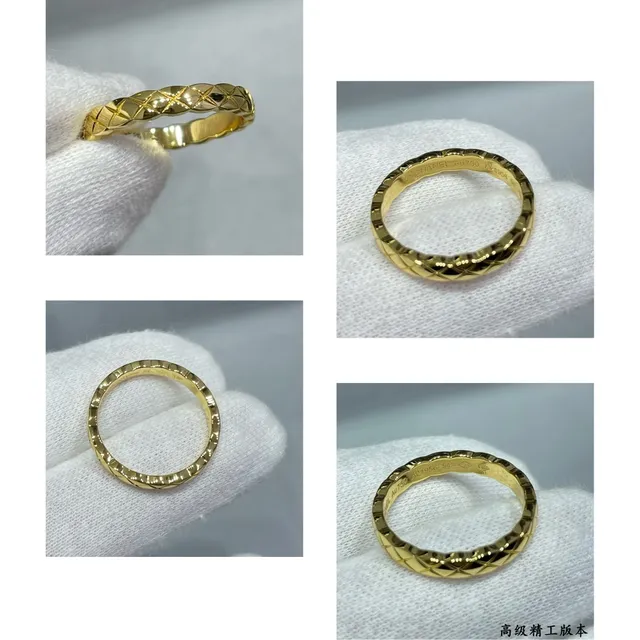 Gold Silver Quilted Texture Thin Band Ring 4