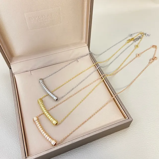 Gold Silver Segmented Bar Pendant Layered Triple-Chain Necklace 3