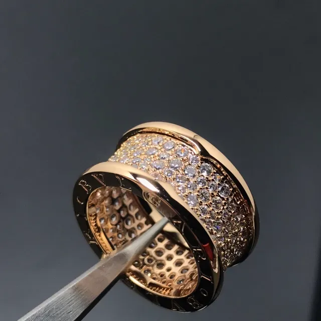 Gold Silver Wide-Band Pavé Crystal Ring 4
