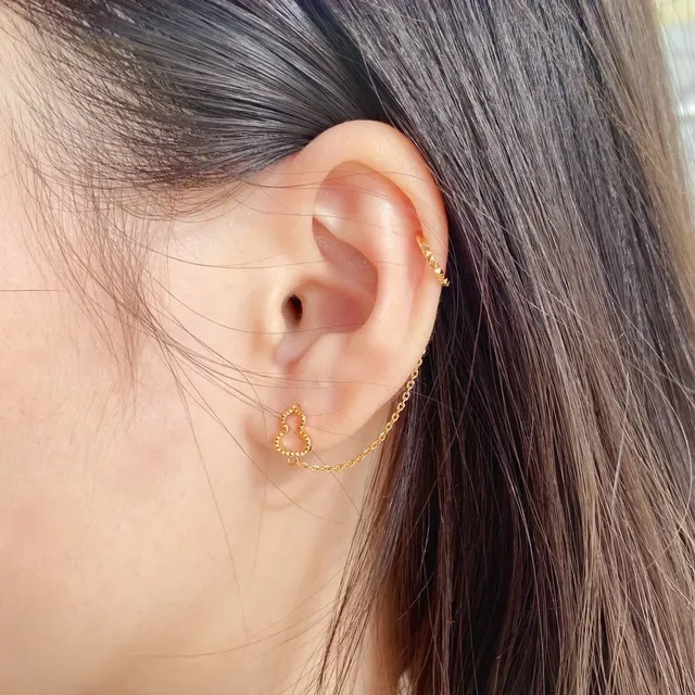 Gold-Tone Clover Top Chain Drop Earrings 9