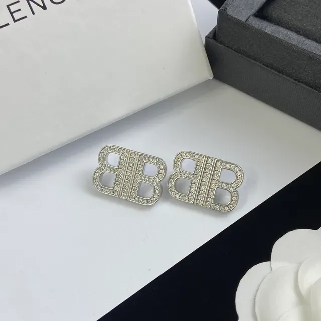 Gold-Tone Crystal-Pavé Double-B Monogram Stud Earrings 5