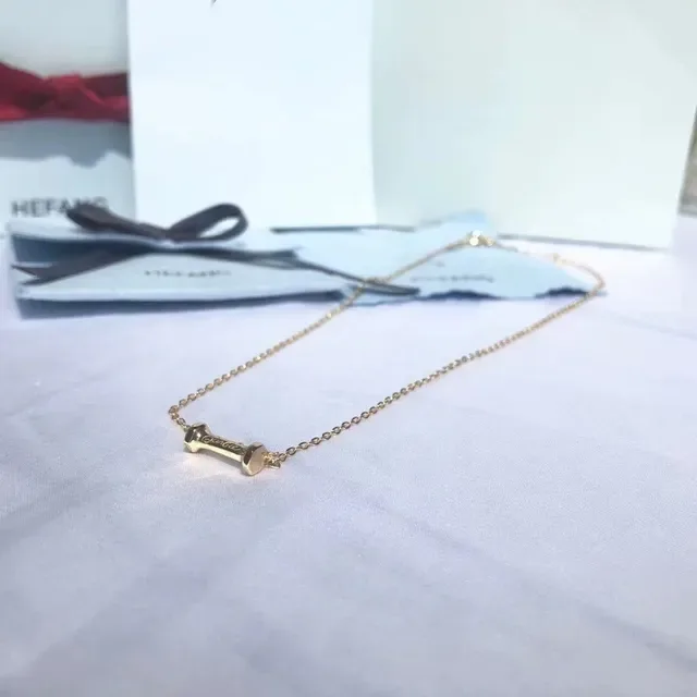 Gold-Tone Cylindrical Bar Pendant Necklace 5