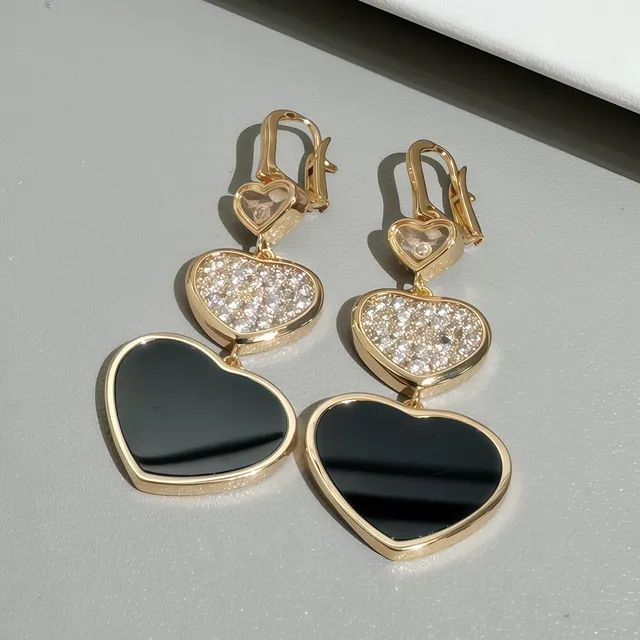 Gold-Tone Heart Double-Tier Dangle Earrings 2